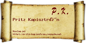 Pritz Kapisztrán névjegykártya